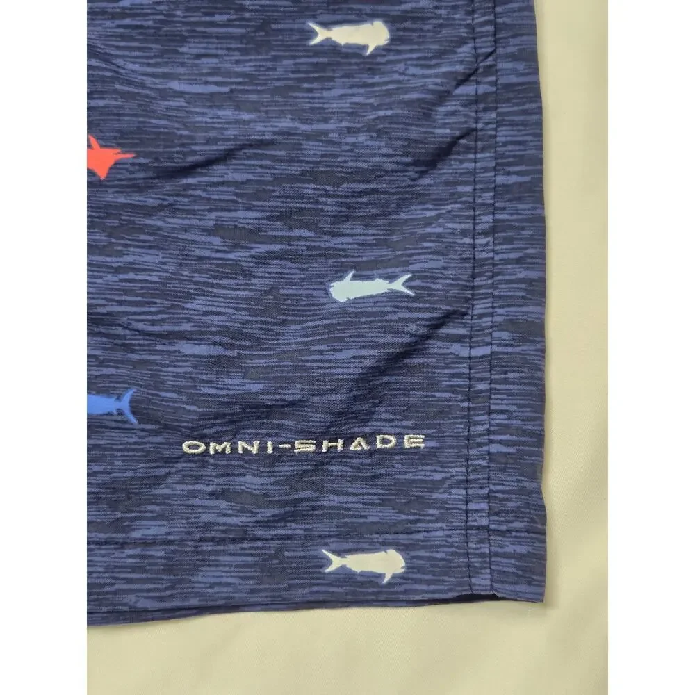 Columbia Omni-Shade fish print swim trunks